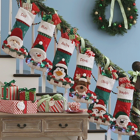 Christmas Stockings with Santa Claus and Snowman Appliqu/é Prima D/écor Embroidered Blue Christmas Stockings Set of 3 18 3 pcs Christmas Decorations Indoors