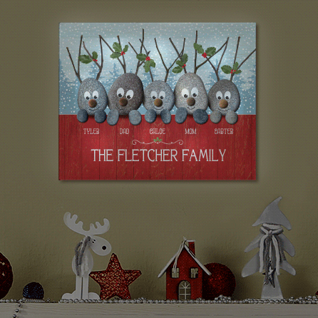 TwinkleBright® LED Reindeer Rocks Family Canvas