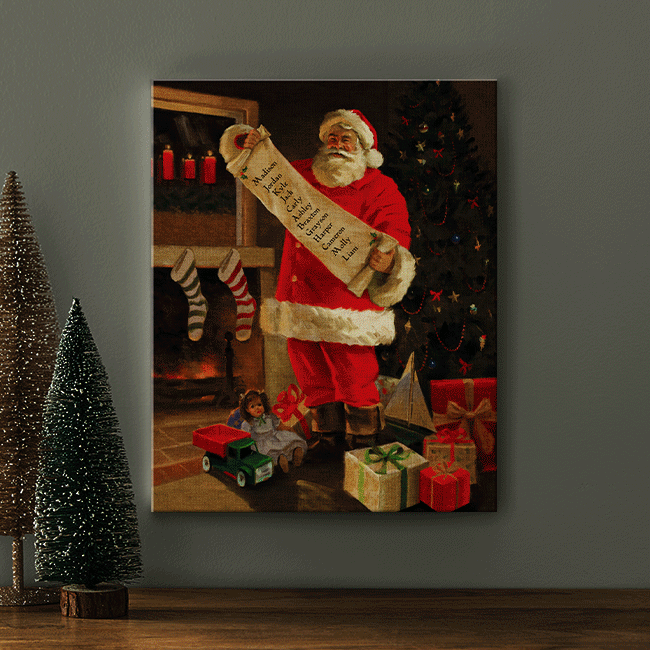 TwinkleBright® LED Santa’s List Canvas