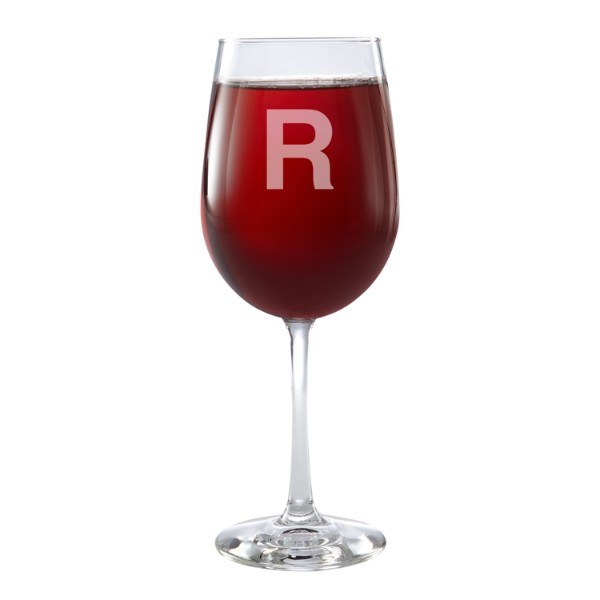 Classic Monogram Stemware Wine Glass Single Block Initial