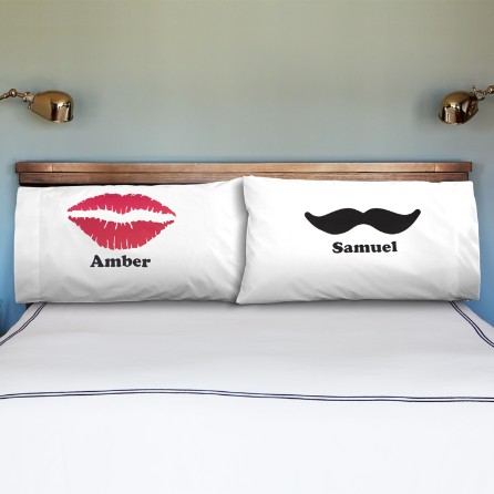 Lips Mustache Pillowcases Set Of 2