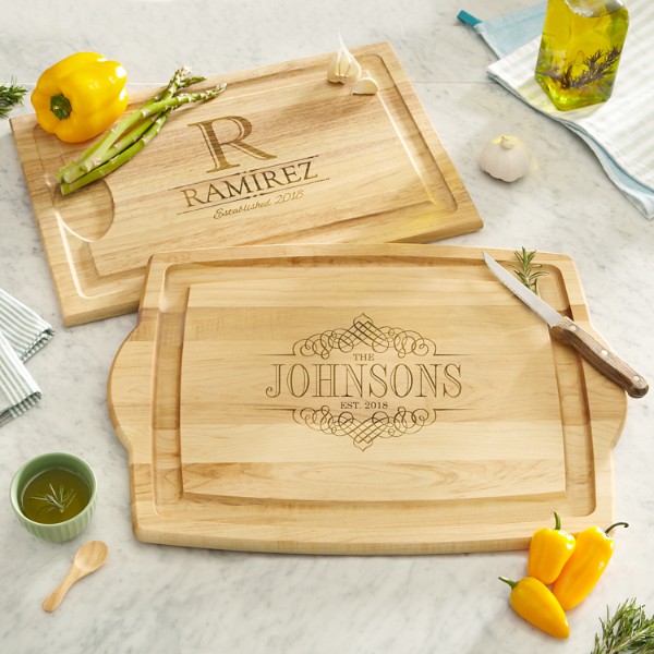 cutting board with initials