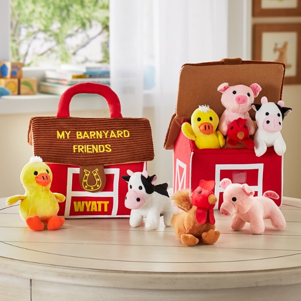 plush barn with animals