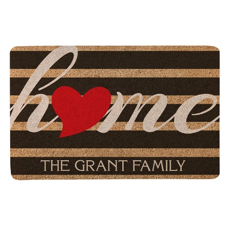 Striped Heart Home Doormat 17x27