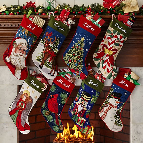 Christmas Stockings with Santa Claus and Snowman Appliqu/é Prima D/écor Embroidered Blue Christmas Stockings Set of 3 18 3 pcs Christmas Decorations Indoors