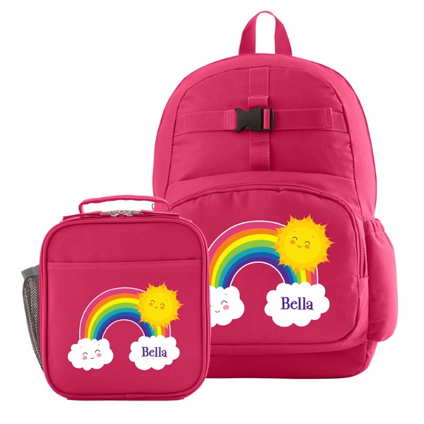 Fun Graphic Pink Backpack & Lunchbox Set Rainbow