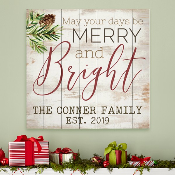 Merry And Bright Oversized Wood Pallet Wall Art