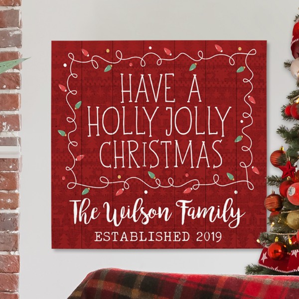 Holly Jolly Christmas Oversized Wood Pallet Wall Art