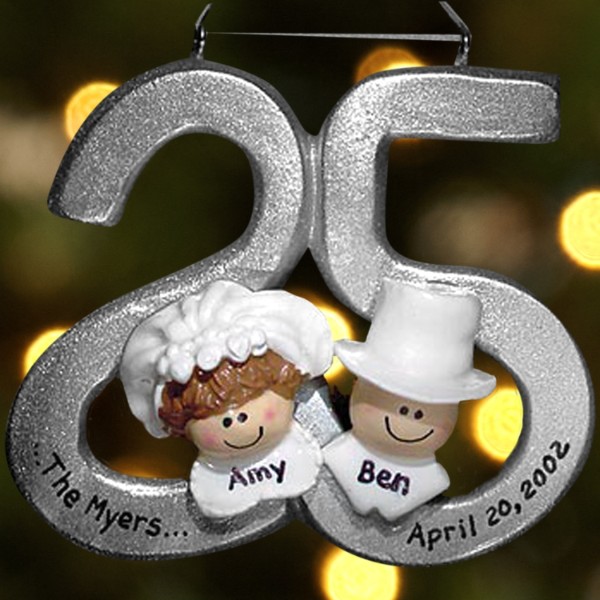 personalized 25th anniversary ornament