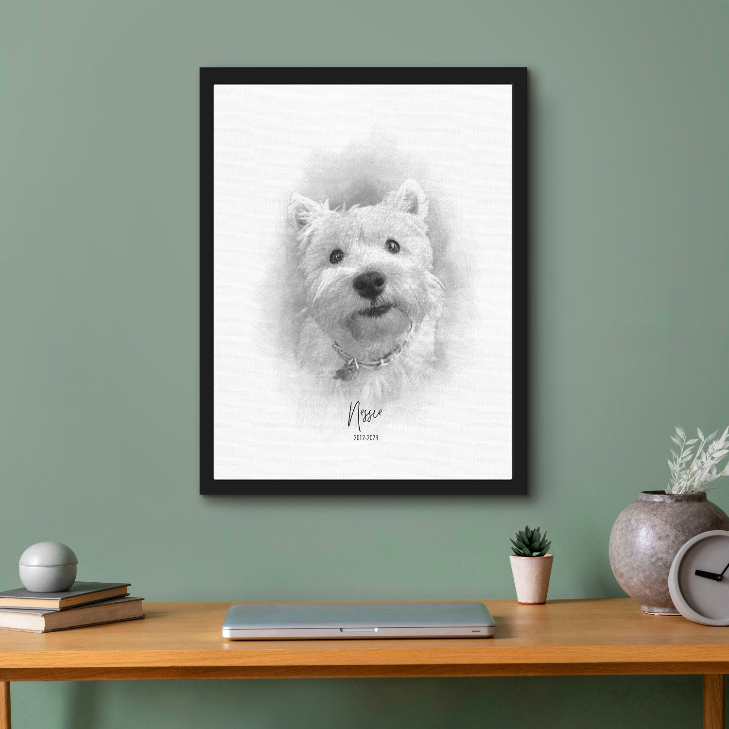 Sketched Pet Memorial Portrait