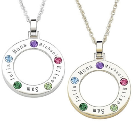 Family Name & Birthstone Disc Pendant