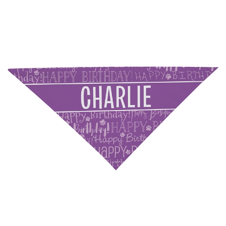 Happy Birthday Bandana - 16x16 - Purple