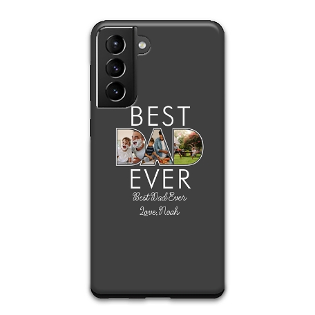 Best Dad Ever Photo Samsung Galaxy S21+ 5G Phone Case - Gray