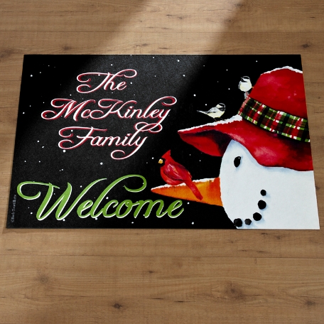 Snowman Cardinal Doormat (24x36)