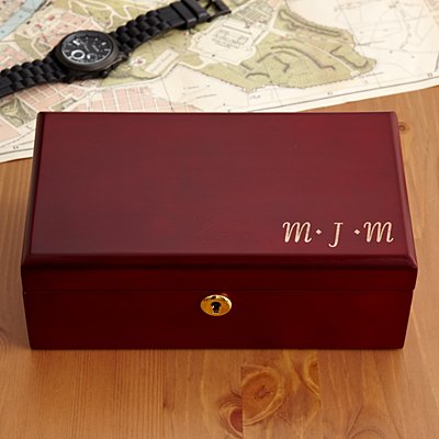 Engraved Wooden Valet Keepsake Box                