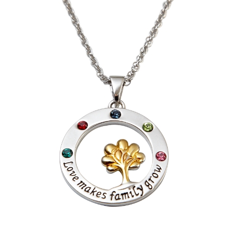 Love Makes A Family Grow Birthstone Necklace