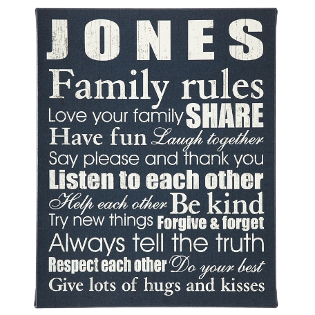 Family Rules Canvas - 11x14 Blue