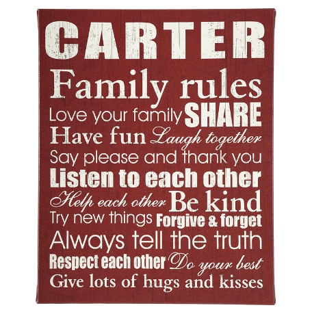 Family Rules Canvas - 18x24 Burgundy