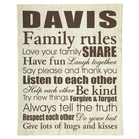 Family Rules Canvas - 11x14 Cream