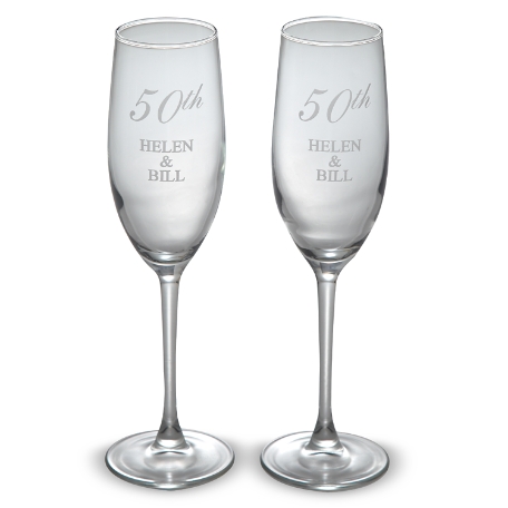 Any Year Anniversary Champagne Flutes Set