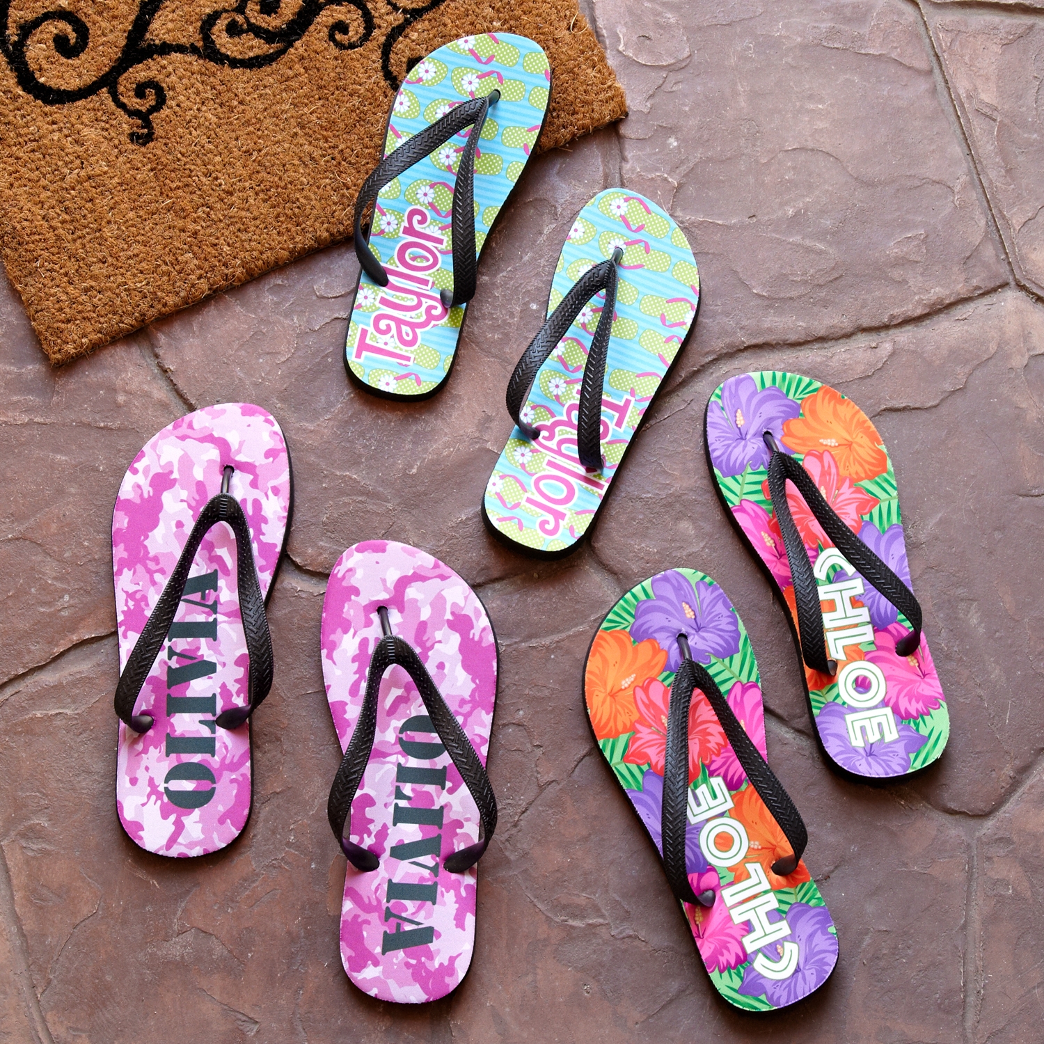Colourful flip flops deals