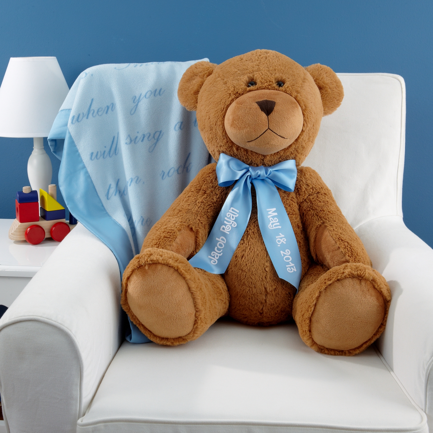 Teddy bear with blue ribbon new arrivals