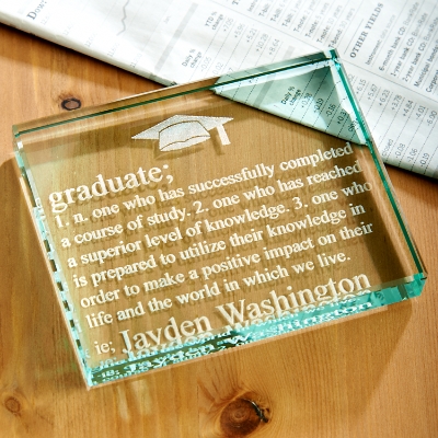 Graduation Definition Personalized Glass Paperweight