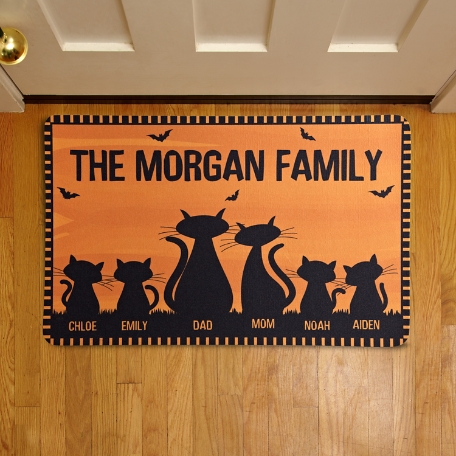 Black Cat Family Doormat
