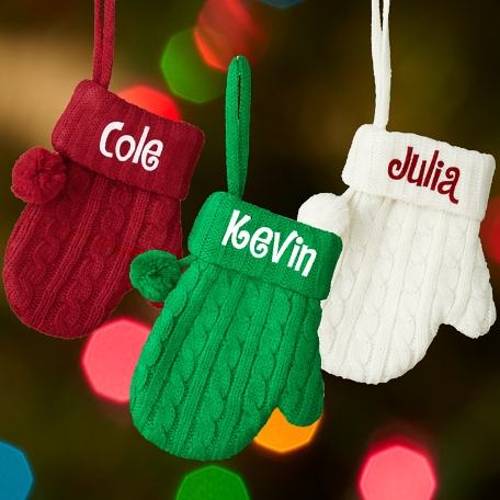 Cable Knit Mitten Ornament