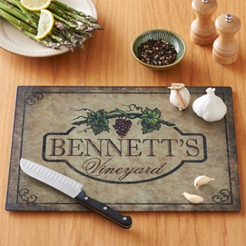 Kitchen Glass Cutting Board - Vineyard
