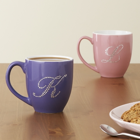Rhinestone Initial Bistro Mug