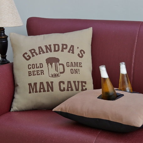 Man Cave Beer Coozie Pillow