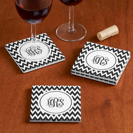 Chevron Monogram Coasters