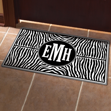 Download Wm Zebra Monogram Doormat Gray 24x36 Personal Creations