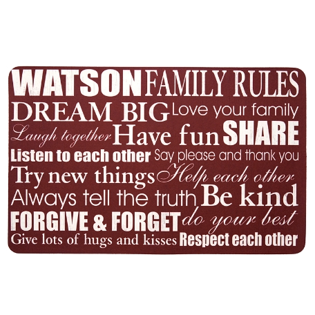Family Rules Doormat -17x27- Burgundy