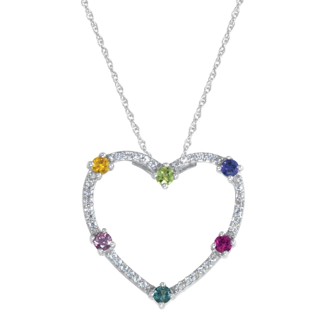 Open Heart Birthstone Necklace