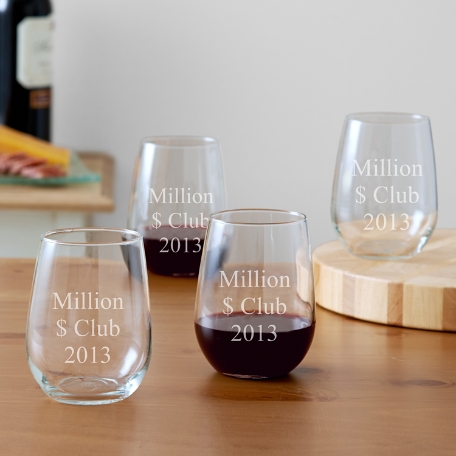 Stemless Celebration Wine Glasses