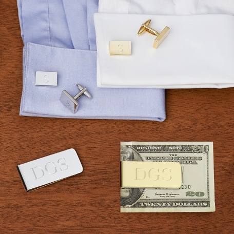 Square Cufflink and Money Clip Gift Set