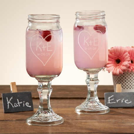 You + Me Mason Jar Wine Glass