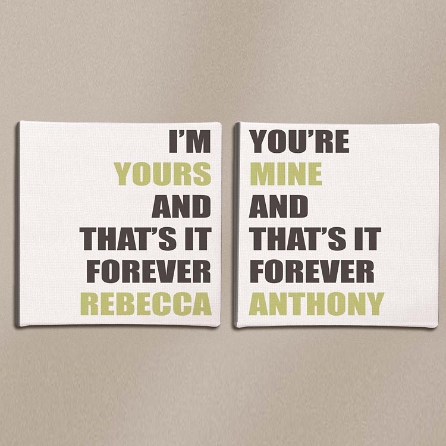 I M Yours You Re Mine 16x16 Canvas Set Cream