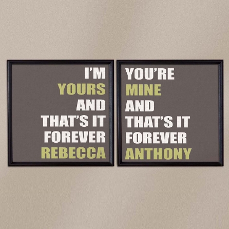 I M Yours You Re Mine 16x16 Canvas Set Gray Framed,How To Draw Girl Face Realistic