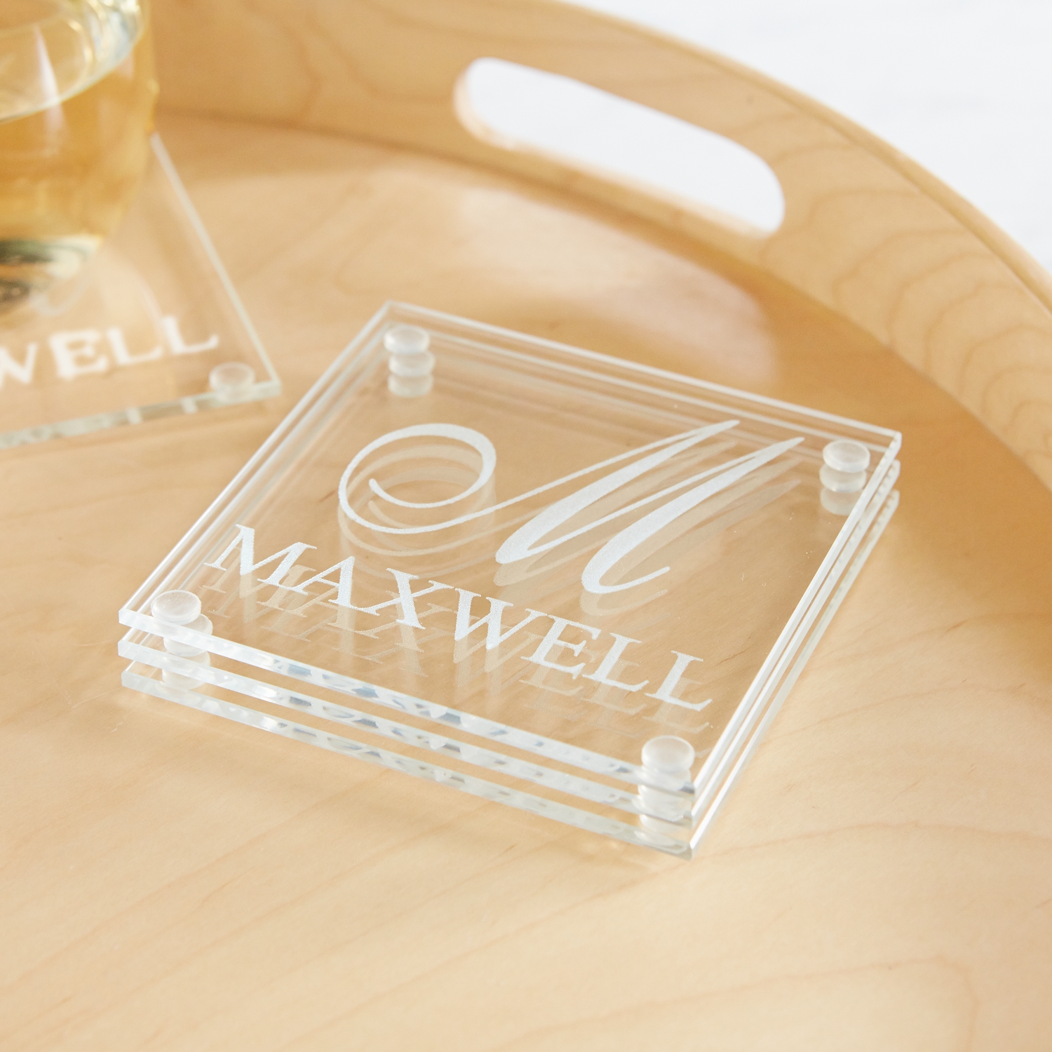 glass coasters with holder