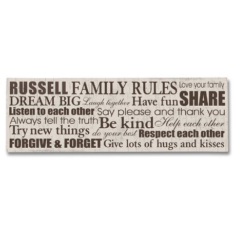 Family Rules Canvas - 9x27 Cream