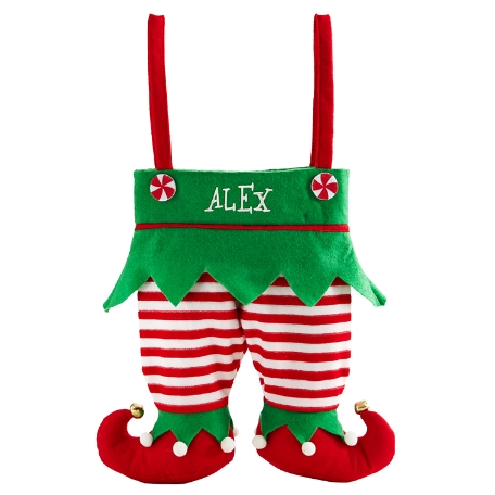Jingle Bell Elf Pants Stocking - Red and White