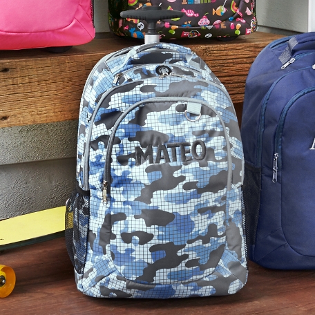 Playful Print Ripstop Camo Rolling Backpack