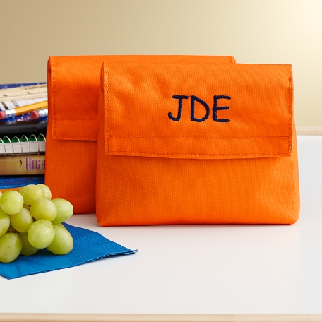 Solid Embroidered Snack Bags - Boy