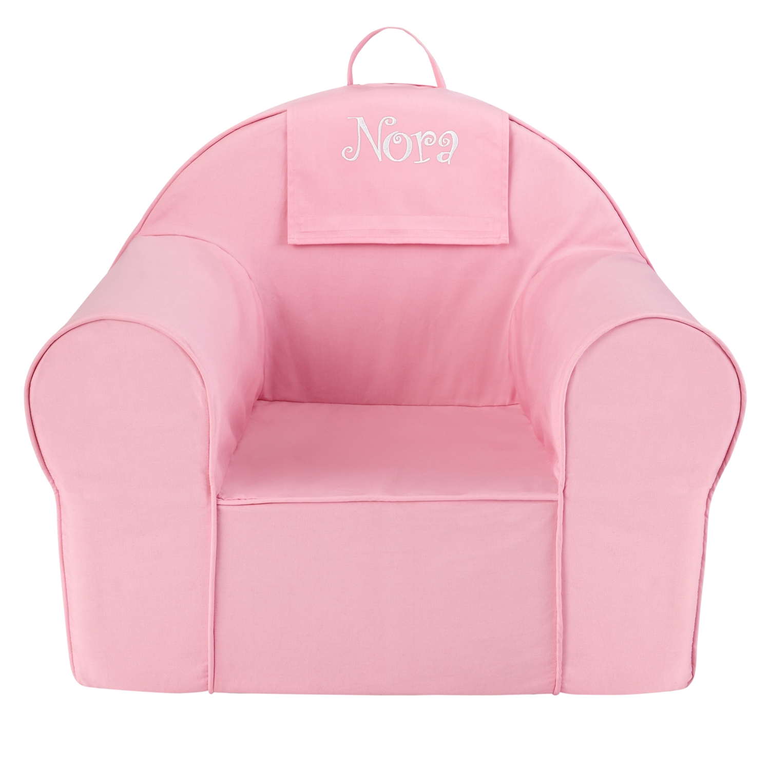 Take Along Chair Flap - Pink - White Thread - Name