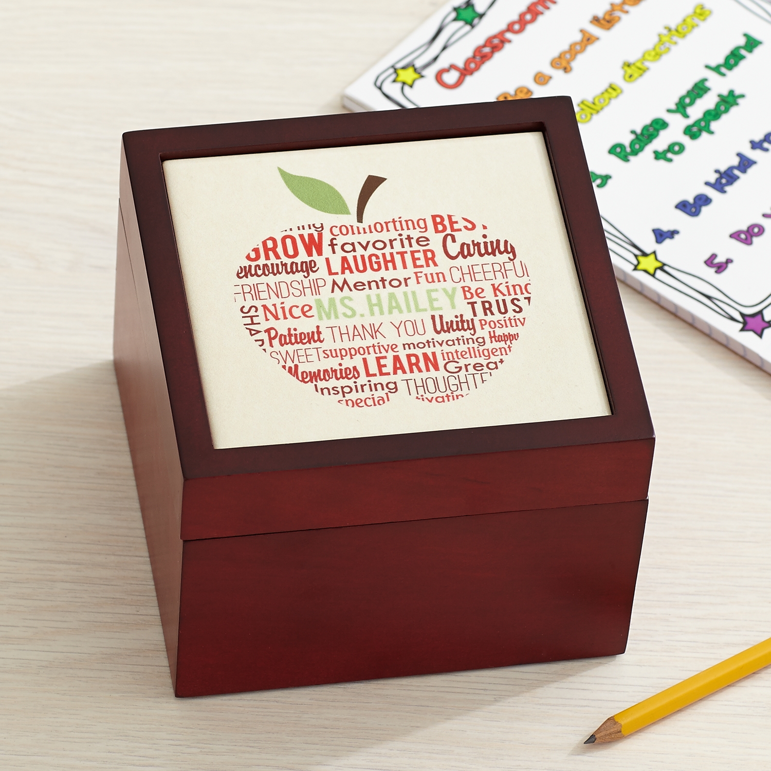 Apple for Teacher Keepsake Tile Box