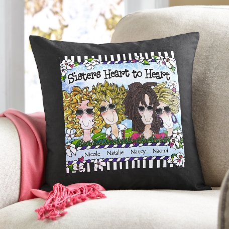 Sisters Heart to Heart Throw Pillow by Suzy Toronto