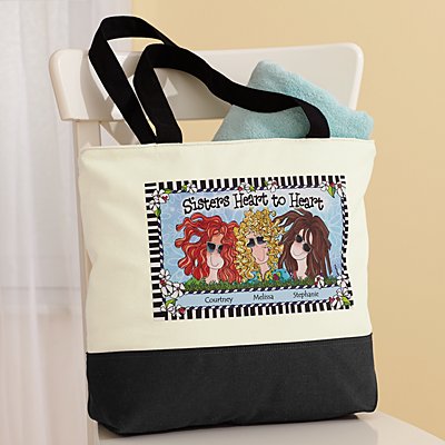 Sisters Heart to Heart Tote Bag Bag by Suzy Toronto